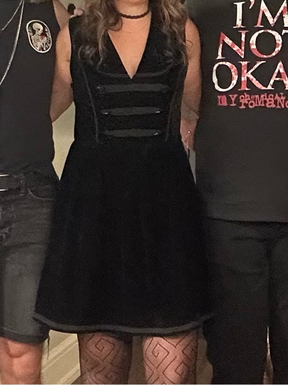 Black Velvet Mini Dress with Red Lining